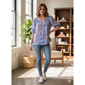 LOFT Floral Print Women's Blouse Medium boho